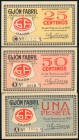 GIJON (ASTURIAS). 25 Céntimos, 50 Céntimos y 1 Peseta. 15 de Julio de 1937. Series C, B y A, respectivamente. (González: 2659/61). Rara serie completa...