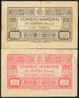 GRAÑEN (HUESCA). 50 Céntimos y 1 Peseta. (1938ca). (González: 2724, 2725). Inusuales. MBC.
