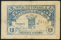 HUERCAL-OVERA (ALMERIA). 50 Céntimos. 1 de Mayo de 1937. (González: 2890). Raro. MBC.