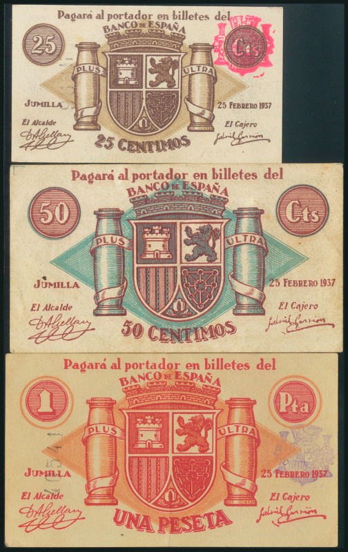 JUMILLA (MURCIA). 25 Céntimos, 50 Céntimos y 1 Peseta. 25 de Febrero de 1937. (G...