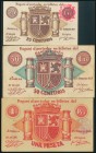 JUMILLA (MURCIA). 25 Céntimos, 50 Céntimos y 1 Peseta. 25 de Febrero de 1937. (González: 3070/72). Inusual serie completa. EBC.