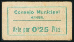 MANUEL (VALENCIA). 25 Céntimos. (1938ca). (González: 3366). Muy raro. EBC.