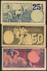 MANZANARES (CIUDAD REAL). 25 Céntimos, 50 Céntimos y 1 Peseta. 1 de Abril de 1937. Series C, B y A, respectivamente. (González: 3369/71). Inusual seri...