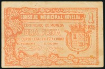 NOVELDA (ALICANTE). 1 Peseta. (1938ca). (González: 3866). MBC.