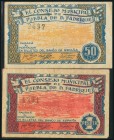 PUEBLA DE DON FADRIQUE (GRANADA). 50 Céntimos y 1 Peseta. 1937. (González: 4327, 4328). Inusuales. MBC.