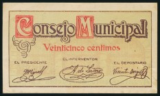 PUEBLA LARGA (VALENCIA). 25 Céntimos. (1938ca). (González: 4359). Inusual. EBC.