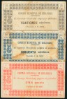 RIBARROJA (VALENCIA). 25 Céntimos, 50 Céntimos y 1 Peseta. 1 de Agosto de 1937. (González: 4500/02). Rara serie completa. MBC+.