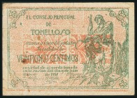 TOMELLOSO (CIUDAD REAL). 25 Céntimos. 9 de Julio de 1937. (González: 5042). Inusual. MBC.