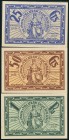 VILLAFRANCA DE LOS CABALLEROS (TOLEDO). 25 Céntimos, 50 Céntimos y 1 Peseta. (1937ca). (González: 5521/23). Inusual serie completa, especialmente en e...