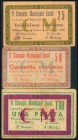 VILLANUEVA DE LA SERENA (BADAJOZ). 25 Céntimos, 50 Céntimos y 1 Peseta. 5 de Agosto de 1937. (González: 5648/50). Rara serie completa. MBC.