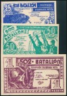 BILLETE MILITAR-502 BATALLON. Serie completa de la Brigada Mixta. 25 Céntimos, 50 Céntimos y 1 Peseta. (1937ca). Serie A. (González: 5876/78). Rara. S...