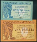 ALTAFULLA (TARRAGONA). 25 Céntimos y 50 Céntimos. 20 de Noviembre de 1937. (González: 6241/42). Inusual serie completa. EBC.