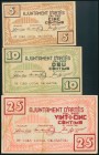 ARTES (BARCELONA). 5 Céntimos, 10 Céntimos y 25 Céntimos. (1938ca). (González: 6413/15). Inusual serie completa. MBC.