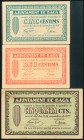 BAGA (BARCELONA). 5 Céntimos, 10 Céntimos y 50 Céntimos. 9 de Octubre de 1937. (González: 6470, 6471, 6473). SC/EBC-.