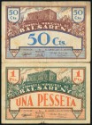BALSARENY (BARCELONA). 50 Céntimos y 1 Peseta. (1938ca). (González: 6495/96). Rara serie completa. MBC.