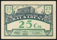 BALSARENY (BARCELONA). 25 Céntimos. 16 de Julio de 1937. Serie A. (González: 6497). EBC.