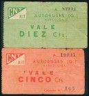 BARCELONA. 5 Céntimos y 10 Céntimos. (1938ca). Serie A, ambas. (González: 6544, 6545). Inusuales. BC.