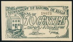 BARONIA DE RIALB (LERIDA). 10 Céntimos. 10 de Octubre de 1937. (González: 6902). Inusual conservación. SC.