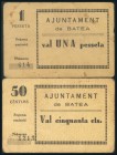BATEA (TARRAGONA). 50 Céntimos y 1 Peseta. (1937ca). (González: 6914, 6915). Raros. MBC.