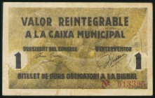 LA BISBAL (GERONA). 1 Peseta. (1938ca). (González: 7063). MBC.