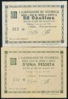 VOLTREGA (BARCELONA). 50 Céntimos y 1 Peseta. 5 de Junio de 1937. (González: 10919/20). Rara serie completa. MBC+.