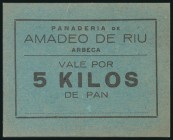 Vale de 5 Kilos de pan de la panadería de Amadeo de Riu, en Arbeca, Lérida. SC-.