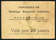 Vale por 20 panes de la panadería de Domingo Burgueño Calderón, de Talarrubias, de Badajoz. MBC.