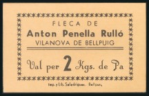 Vale de 2 Kilos de pan de Anton Penella Rulló, de Vilanova de Bellpuig, de Lérida. SC-.