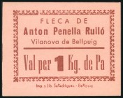 Vale de 1 Kilo de pan de Antón Penella Rulló, de Vilanova de Bellpuig, de Lérida. SC.