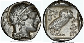 ATTICA. Athens. Ca. 440-404 BC. AR tetradrachm (25mm, 17.20 gm, 4h). NGC Choice AU 5/5 - 5/5. Mid-mass coinage issue. Head of Athena right, wearing cr...
