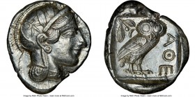ATTICA. Athens. Ca. 440-404 BC. AR tetradrachm (26mm, 17.19 gm, 7h). NGC Choice AU 5/5 - 4/5. Mid-mass coinage issue. Head of Athena right, wearing cr...