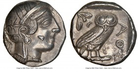 ATTICA. Athens. Ca. 440-404 BC. AR tetradrachm (24mm, 17.14 gm, 8h). NGC Choice AU 5/5 - 3/5. Mid-mass coinage issue. Head of Athena right, wearing cr...