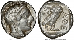 ATTICA. Athens. Ca. 440-404 BC. AR tetradrachm (25mm, 17.19 gm, 7h). NGC AU 5/5 - 4/5. Mid-mass coinage issue. Head of Athena right, wearing crested A...
