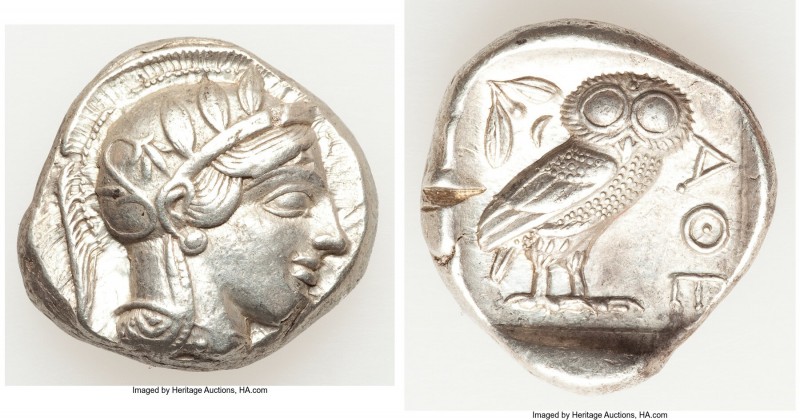 ATTICA. Athens. Ca. 440-404 BC. AR tetradrachm (26mm, 17.15 gm, 10h). XF. Mid-ma...
