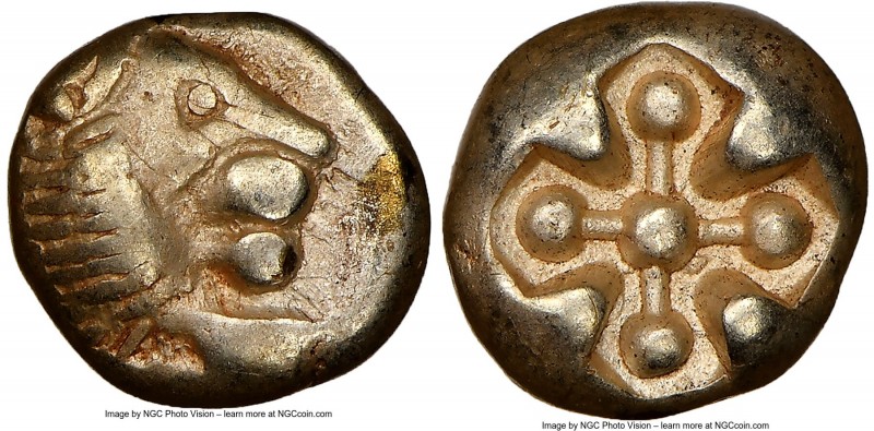 IONIA. Miletus. Ca. 600-550 BC. EL 1/12 stater or hemihecte (7mm) NGC VF. Milesi...