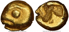 IONIA. Phocaea. Ca. 625-522 BC. EL 1/24 stater or myshemihecte(6mm, 0.66 gm). NGC XF. Head of seal left / Tetraskelion pattern incuse square. Rosen 34...