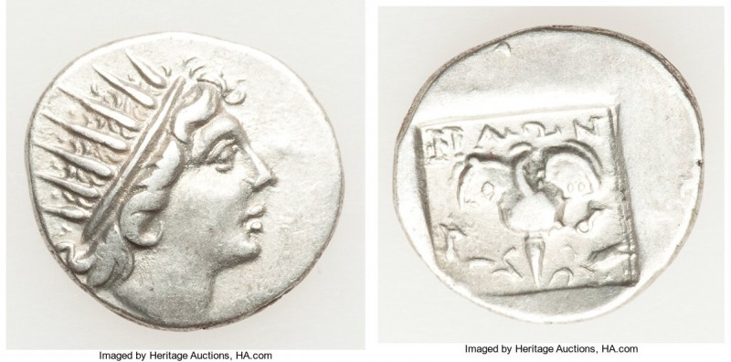 CARIAN ISLANDS. Rhodes. Ca. 88-84 BC. AR drachm (16mm, 2.46 gm, 1h). VF. Plintho...