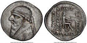 PARTHIAN KINGDOM. Mithradates II (ca. 121-91 BC). AR drachm (21mm, 1h). NGC XF. Rhagae, ca. 109-96/5 BC. Diademed, draped bust of Mithradates II left,...