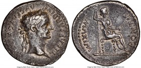 Tiberius (AD 14-37). AR denarius (19mm, 5h). NGC VF, scratches. Lugdunum, ca. AD 15-18. TI CAESAR DIVI-AVG F AVGVSTVS, laureate head of Tiberius right...