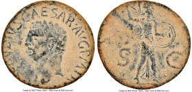 Claudius I (AD 41-54). AE as (27mm, 5h). NGC VF, scuff. Rome, ca. AD 50-54. TI CLAVDIVS CAESAR AVG P M TR P IMP P P, bare head of Claudius I left / Mi...