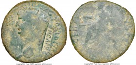 Claudius (AD 41-54). AE As (28mm, 6h). NGC VG, countermark. Rome, AD 41-50. TI CLAVDIVS CAESAR AVG P M TR P IMP P P, bare head of Claudius I left / CE...