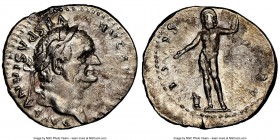 Vespasian (AD 69-79). AR denarius (19mm, 7h). NGC XF. Rome, AD 76. IMP CAESAR-VESPASIANVS AVG, laureate head of Vespasian right / IOVIS-CVSTOS, Jupite...