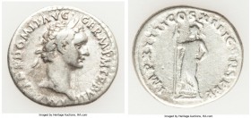 Domitian (AD 81-96). AR denarius (20mm, 3.29 gm, 6h). Fine, graffiti. Rome, AD 88-89. IMP CAES DOMIT AVG-GFRM P M TR P VII, laureate head of Domitian ...