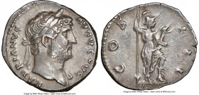 Hadrian (AD 117-138). AR denarius (19mm, 5h). NGC XF, scratches. Rome, ca. AD 126-127. Laureate bust of Hadrian right, slight drapery on left shoulder...