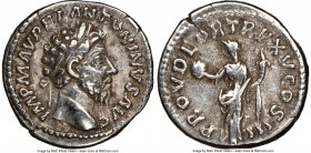 Marcus Aurelius (AD 161-180). AR denarius (18mm, 5h). NGC Choice VF. Rome, AD 163. IMP M AVREL ANTONINVS AVG, laureate, head Marcus Aurelius/ PROV DEO...