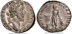 Commodus (AD 177-192). AR denarius (17mm, 11h). NGC XF. Rome, AD 183-185. M COMMODVS ANTON AVG PIVS, laureate head of Commodus right / P M TR P VIII I...