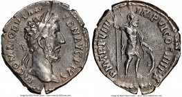 Commodus (AD 177-192). AR denarius (18mm, 12h). NGC Choice VF. Rome, AD 183-184. M COMMODVS AN-TON AVG PIVS, laureate head of Commodus right / P M TR ...