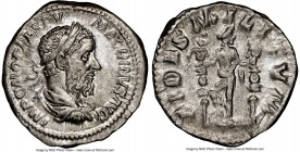 Macrinus (AD 217-218). AR denarius (20mm, 7h). NGC XF. Rome. IMP C M OPEL SEV MACRINVS AVG, laureate, cuirassed bust of Macrinus right, seen from behi...