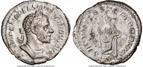 Macrinus (AD 217-218). AR denarius (20mm, 1h). NGC Choice VF, brushed. Rome. IMP C M OPEL SEV MACRINVS AVG, laureate, cuirassed bust of Macrinus right...