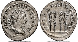 Philip I (AD 244-249). AR antoninianus (24mm, 3.51 gm, 11h). NGC MS 4/5 - 3/5. Rome, AD 248-249. IMP PHILIPPVS AVG, radiate, draped and cuirassed bust...